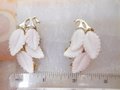 Vintage White Earrings Plastic Leaf Clip On Thermoset Ear Climber Wedding Bride Mid Century Jewelry Gift, VivianJoel.com