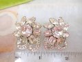 Vintage EISENBERG Earrings Rhinestone Crystal Clip On Flower Wedding Bride Designer Mid Century Jewelry Gift, VivianJoel.com