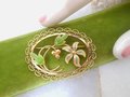 Vintage VAN DELL Ornate Brooch Filigree Pin Flower Enamel Delicate Gold Fill GF Designer Mid Century Jewelry Gift, VivianJoel.com