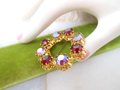 Vintage AUSTRIA Crystal Wreath Designer Rhinestone Pin Brooch Red Aurora Borealis Ornate Mid Century Jewelry Gift, VivianJoel.com