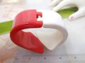 Vintage Lucite Cherry Red Bracelet White Old Plastic Rockabilly Chunky Resin Clamper Cuff Jewelry Gift Mid Century, VivianJoel.com