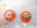 Vintage BAKELITE Earrings Orange Saucer Clip On Pumpkin Jumbo Plastic *tested* Art Deco Mid Century Jewelry Gift, VivianJoel.com