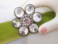 Vintage AUSTRIA Flower Pin Brooch Designer Crystal Rhinestone Mod Jewelry Gift Mid Century *as is*, VivianJoel.com