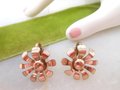 Vintage NAPIER Sterling Silver Earrings Mod Flower Clip On Copper Rose Gold Vermiel Designer Mid Century Jewelry Gift, VivianJoel.com