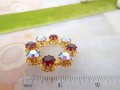 Vintage AUSTRIA Crystal Wreath Designer Rhinestone Pin Brooch Red Aurora Borealis Ornate Mid Century Jewelry Gift, VivianJoel.com