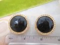 Vintage LES BERNARD Earrings Clip On Chunky Statement Runway Black Rhinestone Designer Jewelry Mid Century, VivianJoel.com