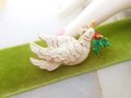 Vintage Christmas Glitter Dove Bird Pin Brooch Enamel Holiday Peace Figural Jewelry Gift, VivianJoel.com