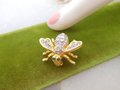 Vintage JOAN RIVERS Rhinestone Bee Brooch Crystal Designer Petite Pin Insect Bumblebee Bug Jewelry Collectible Gift, VivianJoel.com