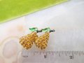 Vintage Pear Fruit Brooch Rhinestone Pin Enamel Flower Figural Tropical Rockabilly Jewelry Mid Century Gift, VivianJoel.com