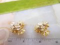 Vintage CORO Earrings Yellow Flower Rhinestone Screw Back Cluster Plastic Designer Mid Century Jewelry Gift,  VivianJoel.com