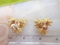 Vintage CORO Earrings Yellow Flower Rhinestone Screw Back Cluster Plastic Designer Mid Century Jewelry Gift,  VivianJoel.com
