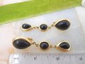 Vintage TRIFARI TM Earrings Black Shoulder Duster Glass Clip On Dangle Drop MOD Designer Runway Jewelry, VivianJoel.com