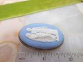 Vintage WEDGEWOOD England Brooch Solver Cameo Pin Jasperware JW Blue Designer Mid Century Jewelry Gift,  VivianJoel.com
