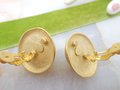 Vintage CAROLEE Earrings Chunky Golden Pearl Matte Gold Tone Plate Clip On Designer Runway Jewelry Gift, VivianJoel.com