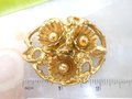 Vintage Flower Cluster Brooch Pin Stamped Brass Gold Tone Victorian Revival Mid Century Jewelry Gift, VivianJoel.com