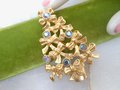 Vintage AVON Christmas Tree Bow Pin Brooch Designer Aurora Borealis Rhinestone Jewelry Mid Century Gift, VivianJoel.com