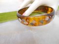 Vintage Flower Painted Celluloid Bangle Bracelet Art Deco Plastic Mid Century Jewelry Gift, VivianJoel.com