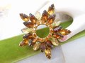 Vintage Topaz Brooch Flower Rhinestone Starburst Pin Necklace Set Wreath Juliana Style Jewelry Gift  Mid Century, VivianJoel.com