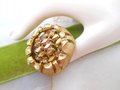 Vintage BSK Flower Brooch Designer Rhinestone Golden Mum Pin Atomic Mid Century Jewelry Gift, VivianJoel.com