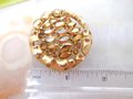 Vintage BSK Flower Brooch Designer Rhinestone Golden Mum Pin Atomic Mid Century Jewelry Gift, VivianJoel.com