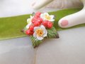 Vintage AYNSLEY ENGLAND Flower Brooch Bone China Porcelain White Red Festive Bouquet Pin Original Box Jewelry Gift , VivianJoel.com