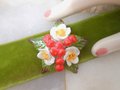 Vintage AYNSLEY ENGLAND Flower Brooch Bone China Porcelain White Red Festive Bouquet Pin Original Box Jewelry Gift , VivianJoel.com