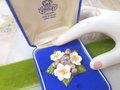 Vintage AYNSLEY ENGLAND Flower Brooch Bone China Porcelain Pin White Dogwood Bouquet Original Box Jewelry Gift , VivianJoel.com