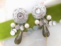 Vintage Jumbo Chandelier Dangle Earrings Drop Clip On Coin Glass Pearl Runway Statement Jewelry Gift, VivianJoel.com