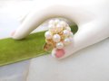 Vintage Chunky Ring Pearl Rhinestone Cocktail Size 8.5 Adjustable Victorian Revival Jewelry Mid Century, VivianJoel.com