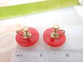 Vintage BAKELITE Cherry Red Button Earrings Screw Back Art Deco Old Plastic Jewelry Gift Mid Century, VivianJoel.com