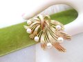 Vintage LISNER Brooch Pearl Flower Spray Pin Designer Classic Timeless Mid Century Jewelry Gift, VivianJoel.com