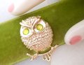 Vintage SARAH COVENTRY Hooter Owl Bird Brooch Pin Green Rhinestone Designer Figural Mid Century Jewelry Gift,  VivianJoel.com