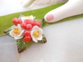 Vintage AYNSLEY ENGLAND Flower Brooch Bone China Porcelain White Red Festive Bouquet Pin Original Box Jewelry Gift , VivianJoel.com