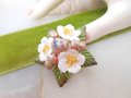 Vintage AYNSLEY ENGLAND Flower Brooch Bone China Porcelain Pin White Dogwood Bouquet Original Box Jewelry Gift , VivianJoel.com