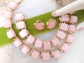 Vintage CORO Pink Moonglow Necklace Bracelet Earrings Set Thermoset Link Plastic Retro Designer Parure Jewelry Mid Century, VivianJoel.com
