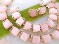 Vintage CORO Pink Moonglow Necklace Bracelet Earrings Set Thermoset Link Plastic Retro Designer Parure Jewelry Mid Century, VivianJoel.com