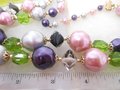 Vintage Pink Purple Art Glass Crystal Necklace Bead Multi Two Strand Choker Bib Chunky Pearl Jewelry Gift Mid Century, VivianJoel.com