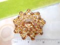 Vintage AUSTRIA Domed Brooch Flower Pin Topaz Crystal Rhinestone Starburst Mid Century Jewelry Gift, VivianJoel.com