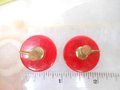 Vintage BAKELITE Cherry Red Button Earrings Screw Back Art Deco Old Plastic Jewelry Gift Mid Century, VivianJoel.com