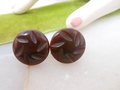 Vintage Carved BAKELITE Chocolate Earrings Brown Button Screw Back Art Deco Old Plastic Jewelry Gift Mid Century, VivianJoel.com