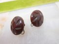 Vintage Carved BAKELITE Chocolate Earrings Brown Button Screw Back Art Deco Old Plastic Jewelry Gift Mid Century, VivianJoel.com