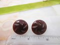 Vintage Carved BAKELITE Chocolate Earrings Brown Button Screw Back Art Deco Old Plastic Jewelry Gift Mid Century, VivianJoel.com
