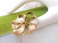 Vintage WINARD Flower Brooch Ribbon Bow Pin Circle Pearl Gold Fill GF Love Knot Mid Century Designer Jewelry Gift, VivianJoel.com