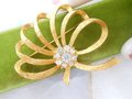 Vintage LOT 3 Rhinestone Brooch Clear Crystal Wreath Pin Brooch MAMSELLE Ribbon Bow Gold Plate Designer Mid Century Jewelry, VivianJoel.com