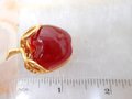 Vintage ANNE KLEIN Apple Brooch Fruit Red Jelly Belly Pin Gold Plate Designer Rockabilly Mid Century Jewelry Gift, VivianJoel.com