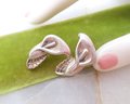Vintage STERLING SILVER Earrings Flower Calla Lily Screw Back Mid Century Jewelry Wedding Gift, VivianJoel.com