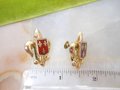 Vintage Heraldic Shield Earrings Red Enamel Fleur De Lis Screw Back Regency Revival Mid Century Jewelry Gift, VivianJoel.com