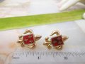 Vintage Heraldic Shield Earrings Red Enamel Fleur De Lis Screw Back Regency Revival Mid Century Jewelry Gift, VivianJoel.com