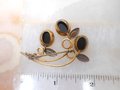 Vintage AMCO Gold Fill Pin Onyx Designer Brooch Flower GF Mourning Victorian Revival Mid Century Jewelry Gift, VivianJoel.com