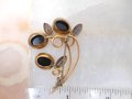 Vintage AMCO Gold Fill Pin Onyx Designer Brooch Flower GF Mourning Victorian Revival Mid Century Jewelry Gift, VivianJoel.com